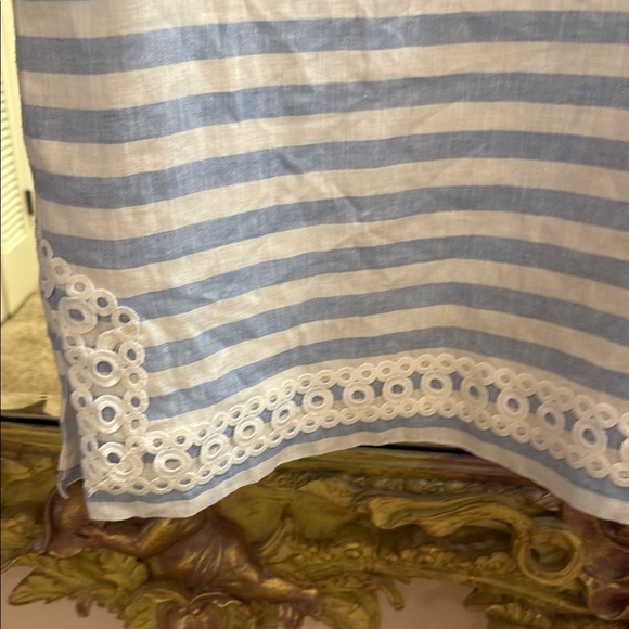 Eliza J Linen/cotton Blue and White Striped dress with embellished trim - Picture 4 of 5